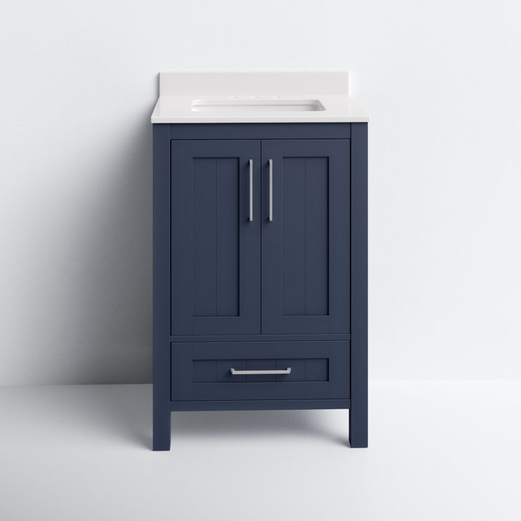 Midnight Blue 24" Freestanding Bathroom Vanity with Marble Top