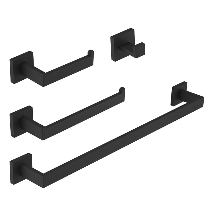 Matte Black Stainless Steel 4-Piece Bathroom Hardware Set