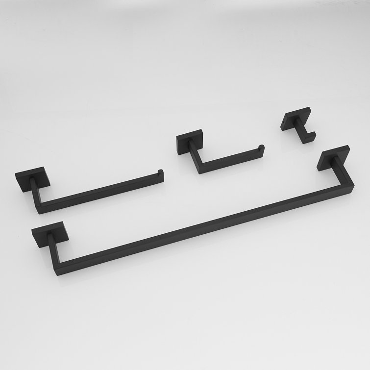 Matte Black Stainless Steel 4-Piece Bathroom Hardware Set