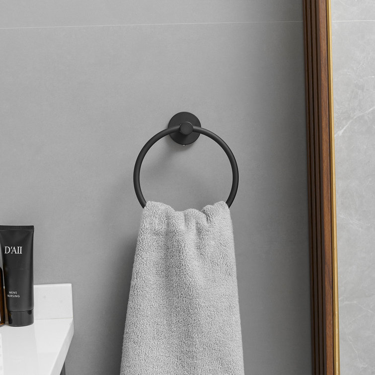 Matte Black 2-Piece Bathroom Hardware Set with Towel Ring