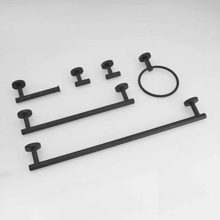 Matte Black Stainless Steel 6-Piece Bathroom Hardware Set