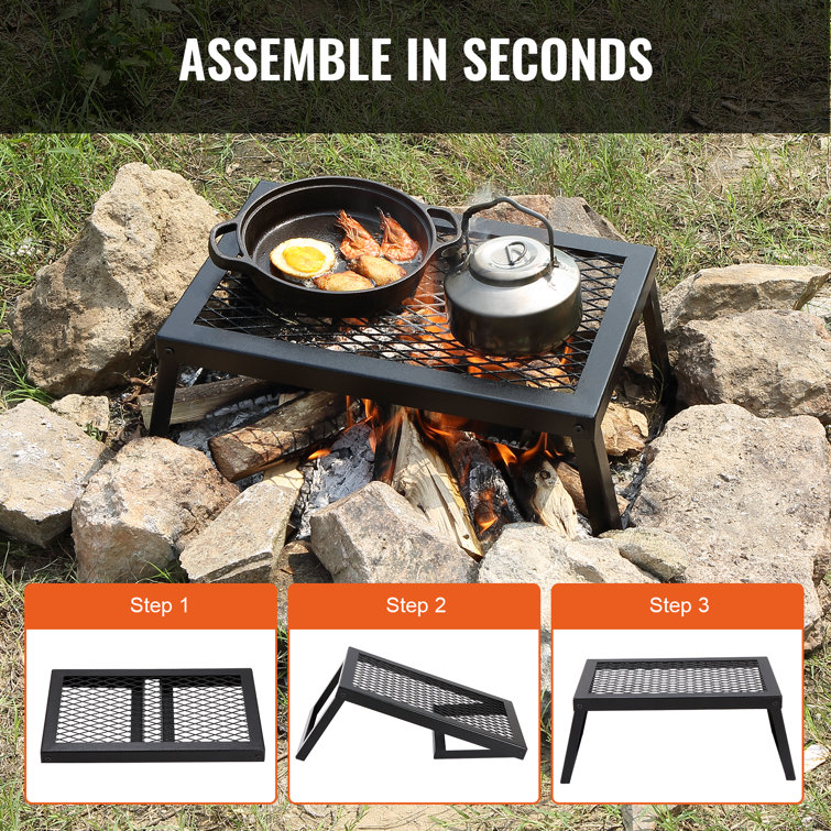 18'' Black Portable Folding Campfire Grill