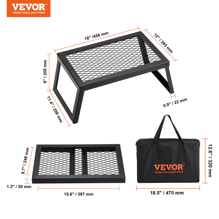 18'' Black Portable Folding Campfire Grill