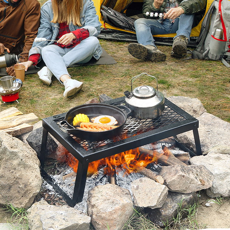 18'' Black Portable Folding Campfire Grill