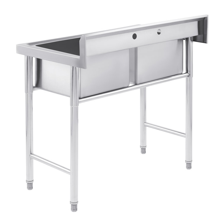 39.4" Stainless Steel Freestanding Double Basin Utility Sink