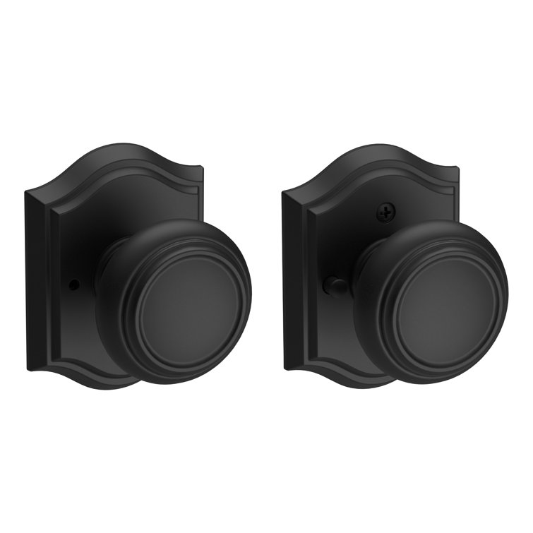 Satin Black Privacy Door Knob with Traditional Arch Rosette