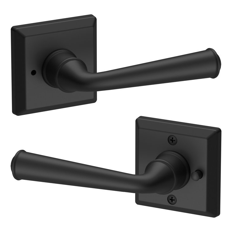 Satin Black Square Rosette Interior Door Lever