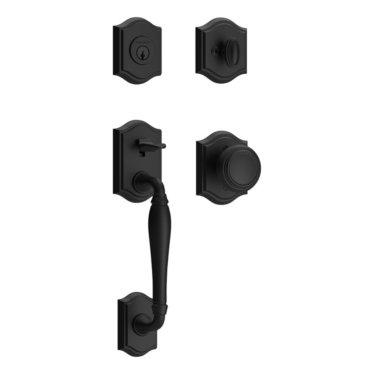 Satin Black Solid Metal Traditional Door Handleset