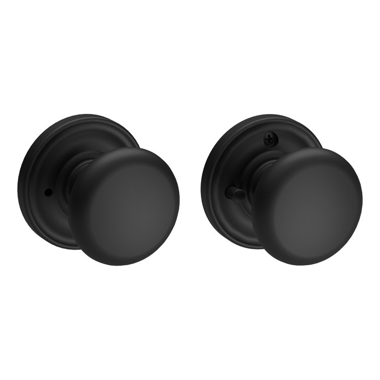 Satin Black Round Privacy Door Knob with Circle Rosette
