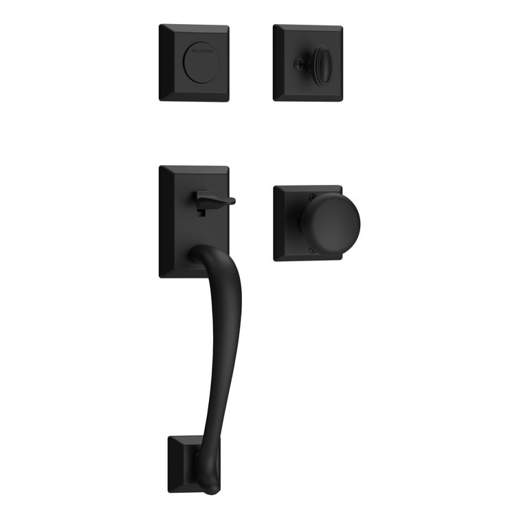 Satin Black Solid Metal Two-Piece Door Handleset