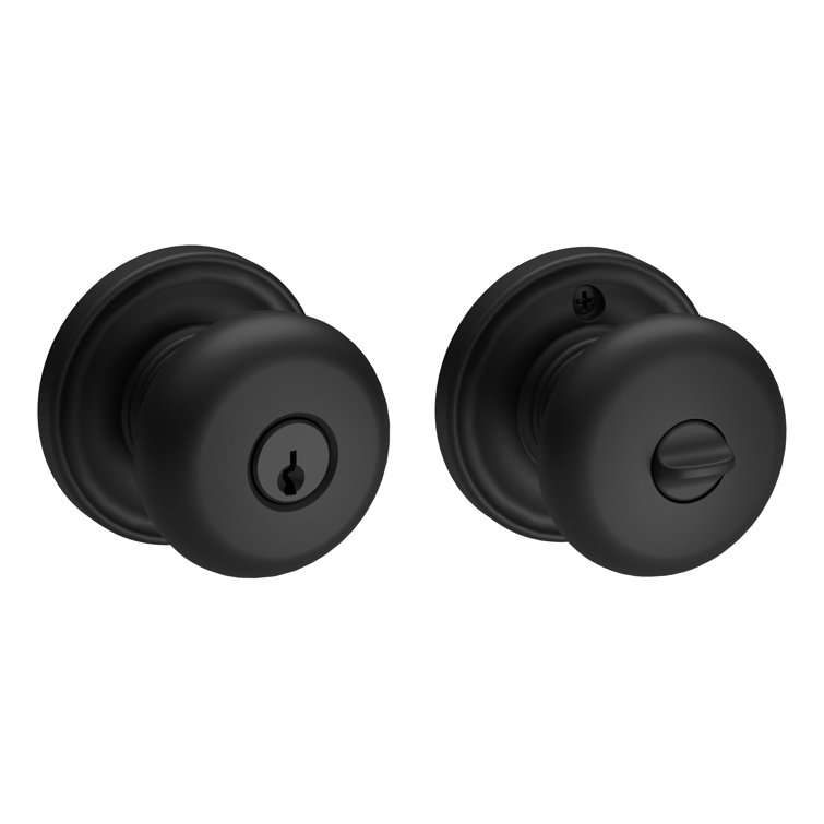 Satin Black Solid Metal Reversible Door Knob Set