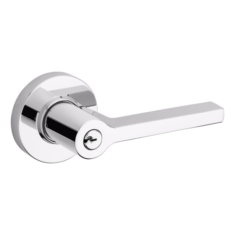 Polished Chrome Keyed Entry Lever with Round Rose