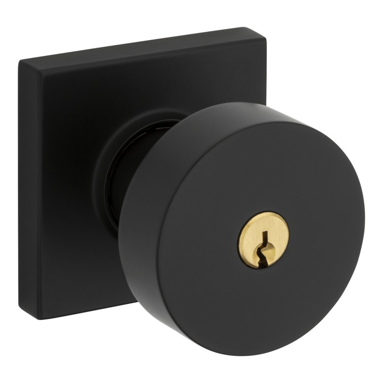 Satin Black Contemporary Keyed Entry Knob with Square Rose