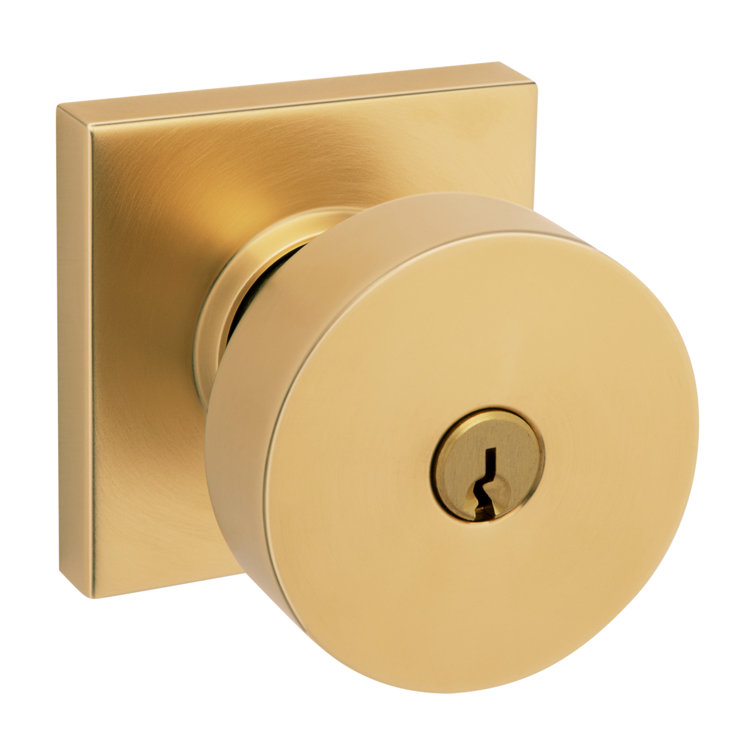 Lifetime Satin Brass Keyed Entry Knob with Square Rose