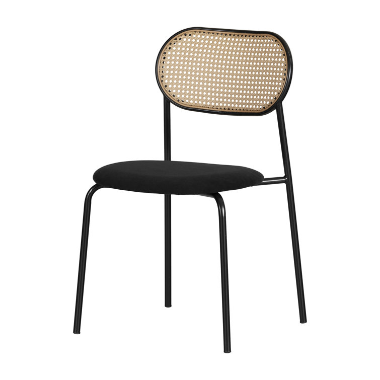 Black and Natural Rattan Cane Side Chair