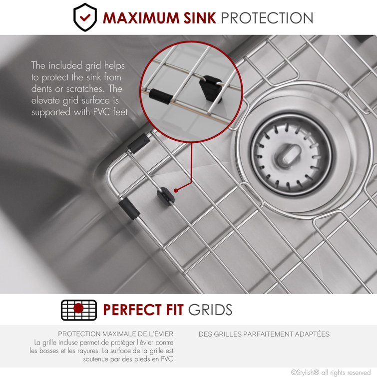 Dual-Bowl Stainless Steel Drop-In Kitchen Sink with Grids