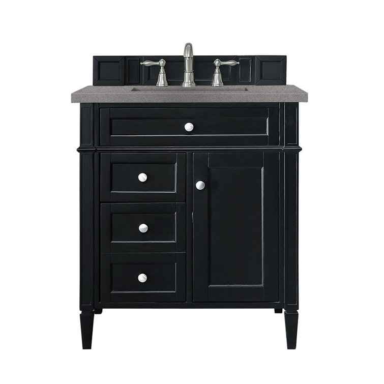 Brittany 30" Black Onyx Poplar Bathroom Vanity with Quartz Top