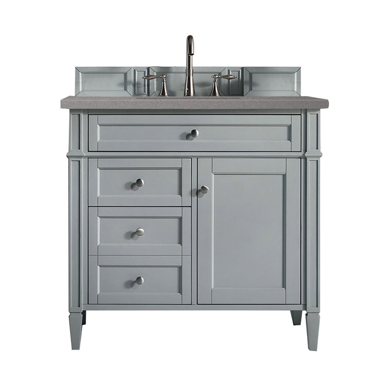 Urban Gray Solid Wood Single Vanity with Porcelain Sink