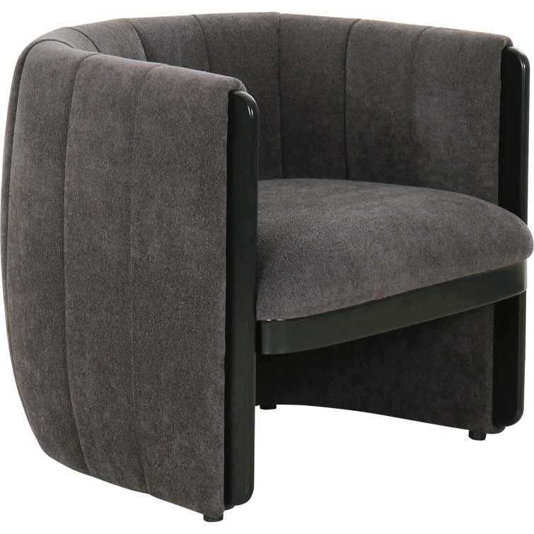 Dark Gray Polyester Upholstered Armchair with Wood Frame
