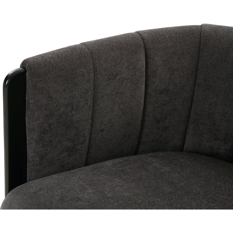 Dark Gray Polyester Upholstered Armchair with Wood Frame