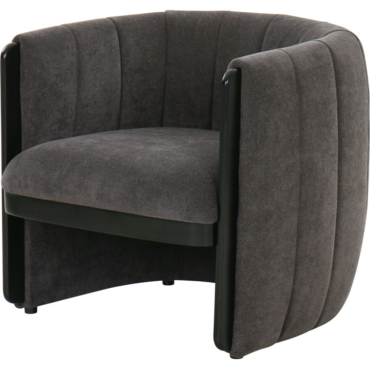 Dark Gray Polyester Upholstered Armchair with Wood Frame