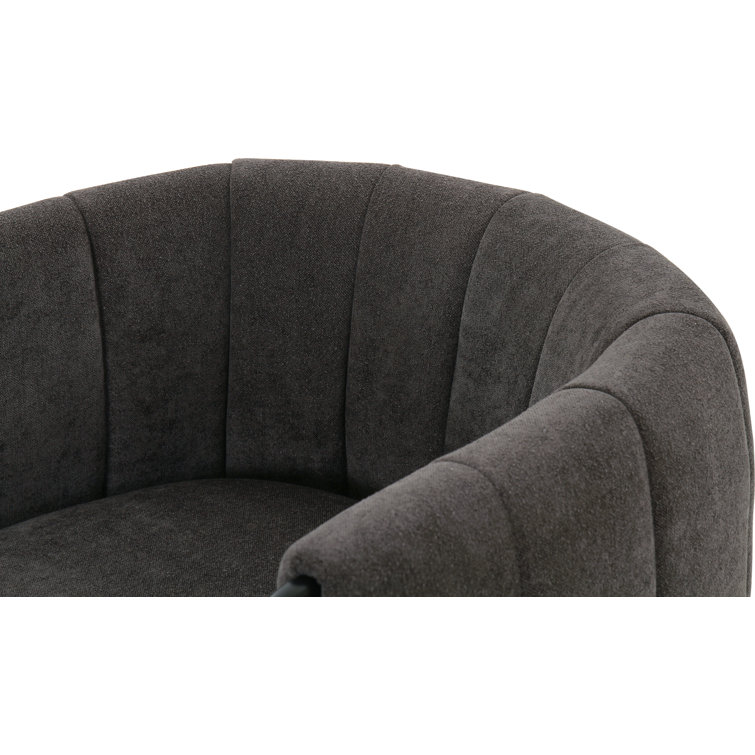 Dark Gray Polyester Upholstered Armchair with Wood Frame