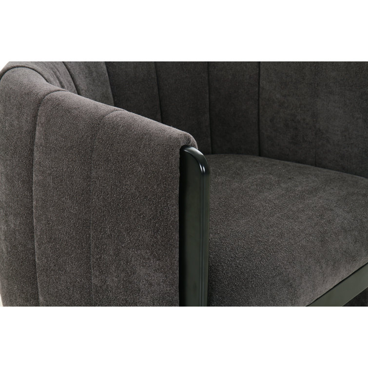 Dark Gray Polyester Upholstered Armchair with Wood Frame