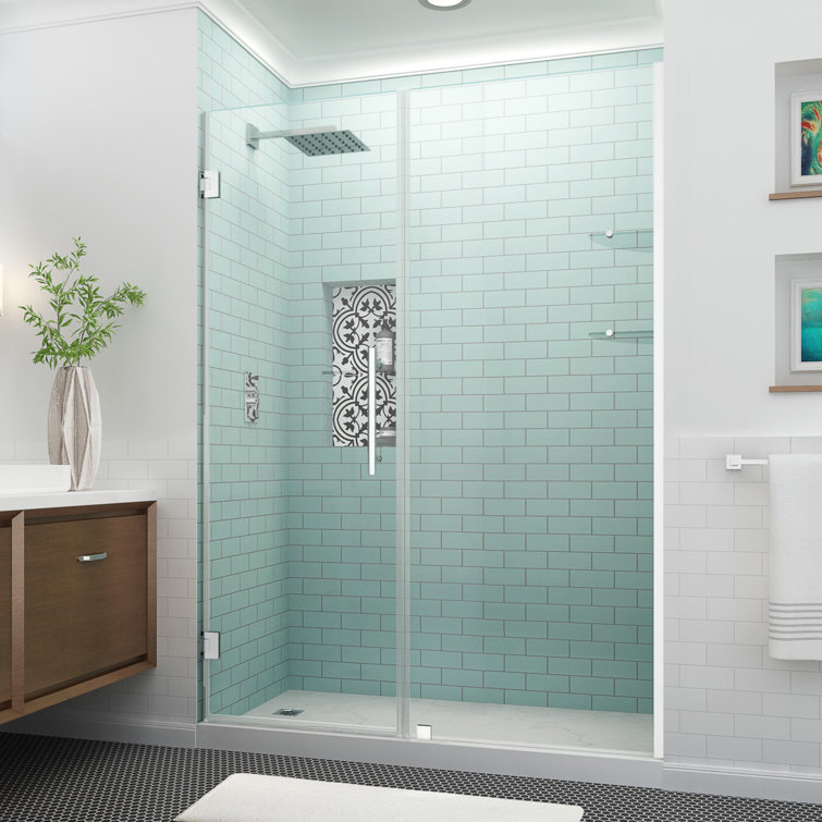 Belmore Frameless Clear Tempered Glass Shower Door with Stainless Steel Hardware