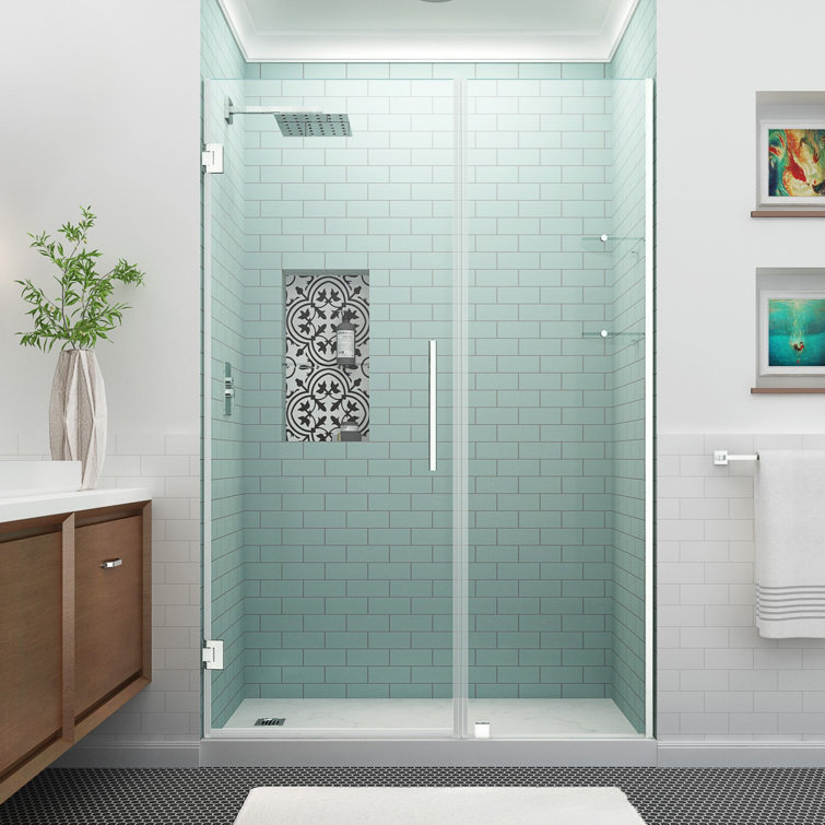 Belmore 72'' Frameless Hinged Shower Door with Clear Tempered Glass