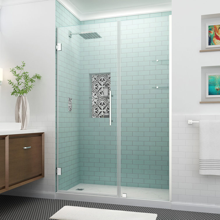 Belmore 72'' Frameless Hinged Shower Door with Clear Tempered Glass
