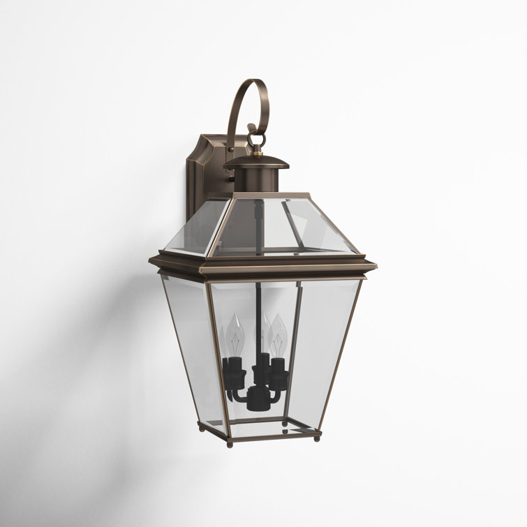 Elegant Antique Bronze Outdoor Wall Lantern with Beveled Glass