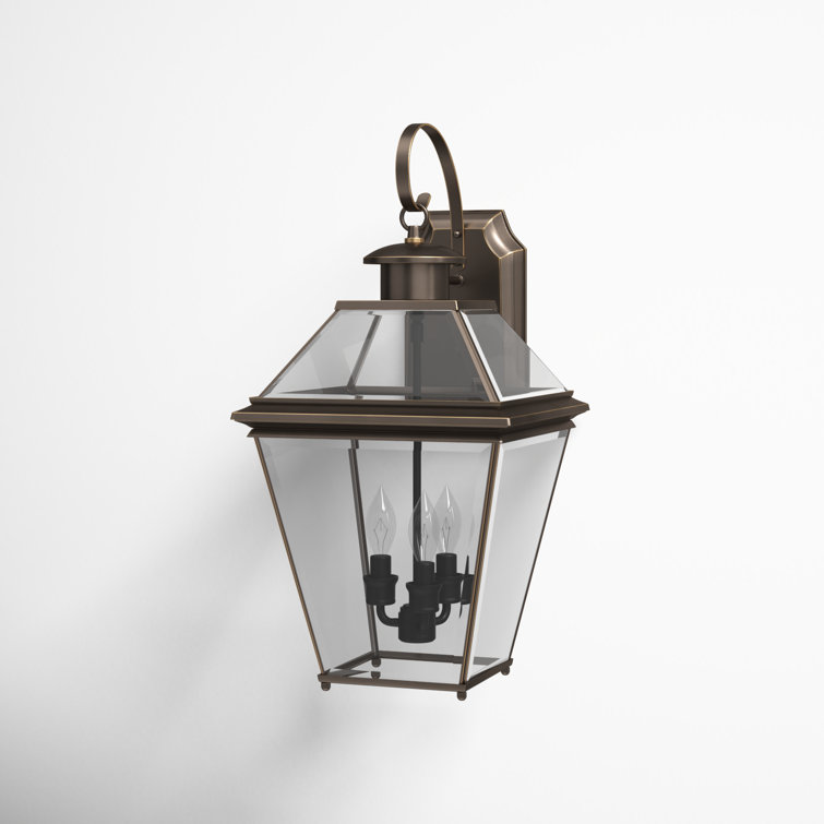 Elegant Antique Bronze Outdoor Wall Lantern with Beveled Glass