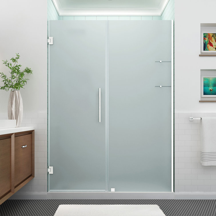 Belmore 61" x 72" Frosted Glass Frameless Hinged Shower Door