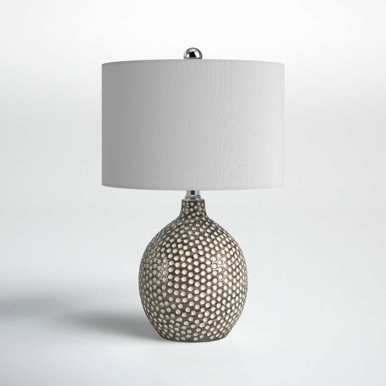 Breeda 20.5" Silver Ceramic Table Lamp with White Drum Shade