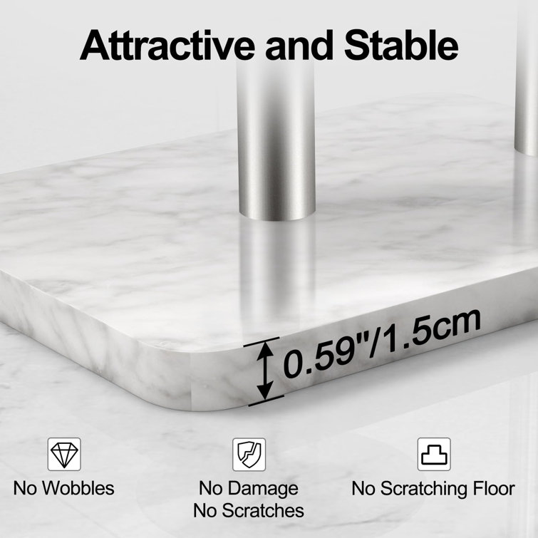Brushed Nickel Free Standing Toilet Paper Holder with Marble Base