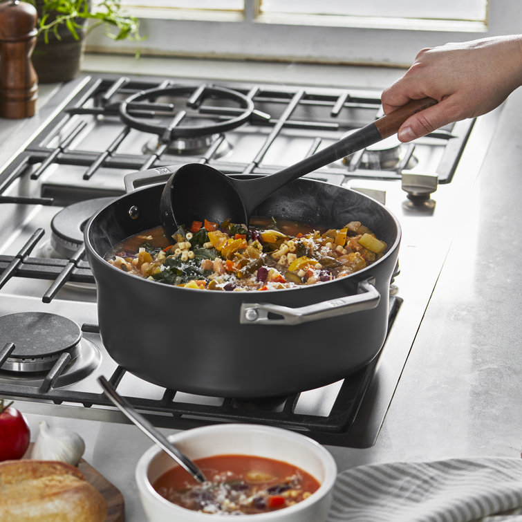 Matte Black Silicone and Acacia Wood Soup Ladle