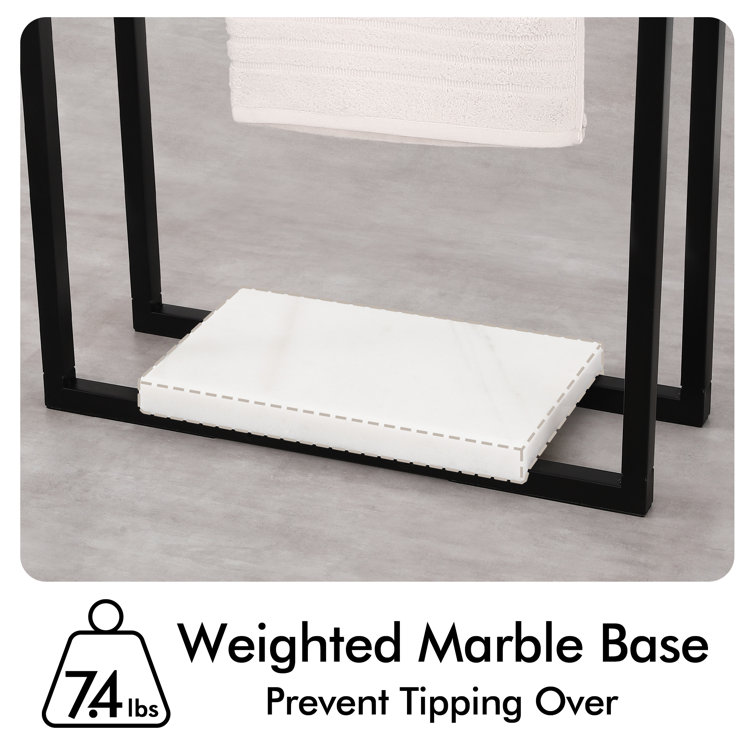 Matte Black Freestanding Towel Rack with Marble Base