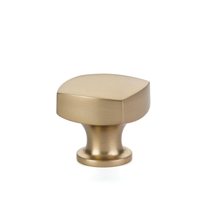 Satin Brass Modern Square Cabinet Knob with Mounting Hardware