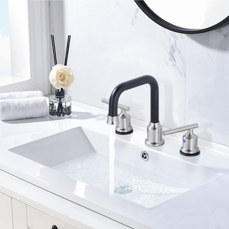 Matte Black Stainless Steel Double Handle Widespread Bathroom Faucet
