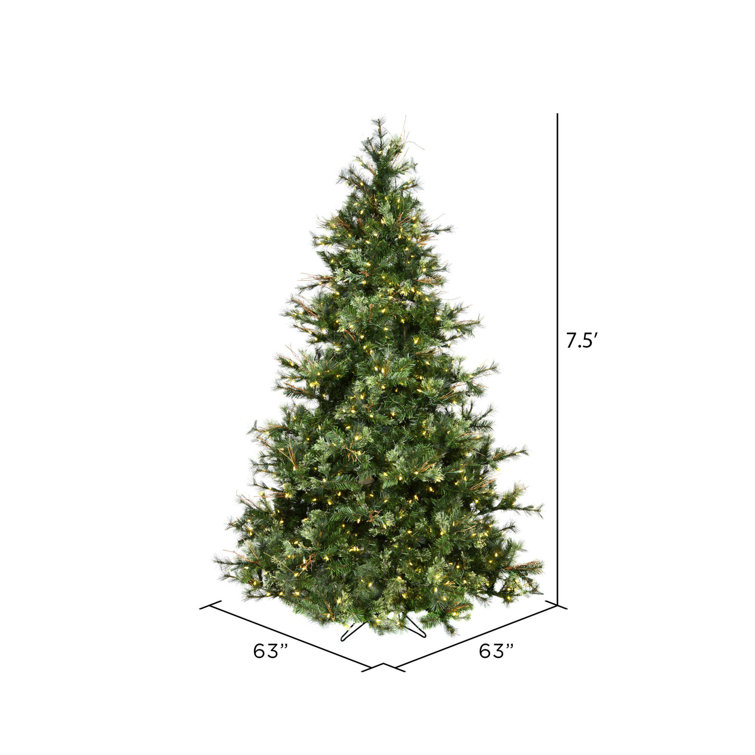 7.5' Green Pine Artificial Christmas Tree with Warm White LED Lights