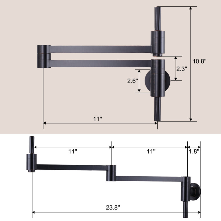 Oil-Rubbed Bronze Wall-Mount Pot Filler Faucet