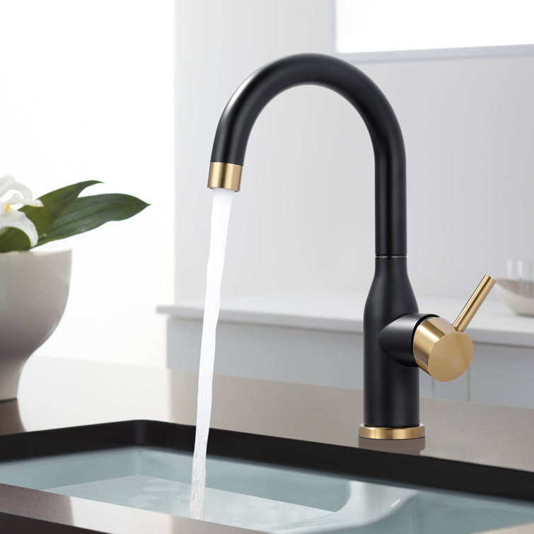 Black and Gold Stainless Steel Single-Handle Bar Faucet