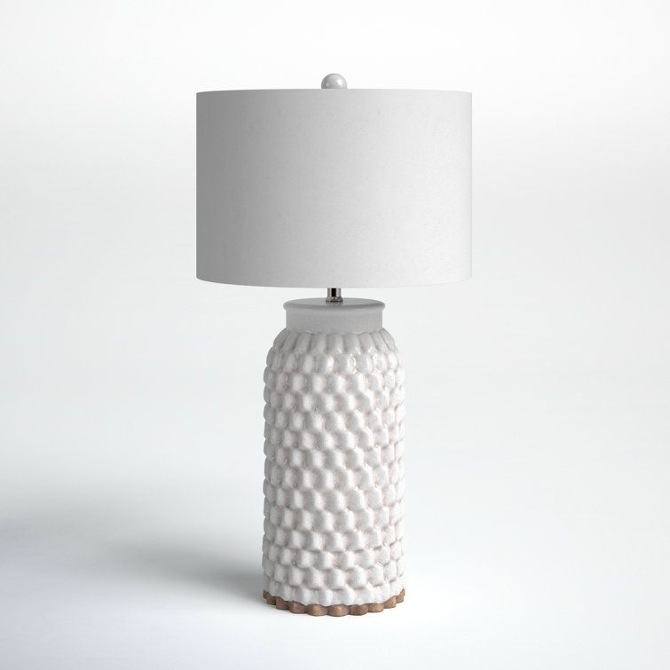 Cream Crackle Ceramic Table Lamp with Linen Shade