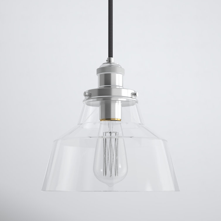 Polished Nickel Single Light Clear Glass Pendant