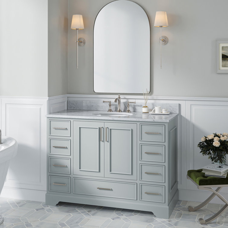 Stafford 48" Gray Hardwood Single Freestanding Vanity Cabinet