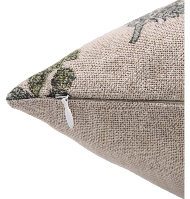 Neutral Floral Linen Square Pillow Cover, 18" x 18"