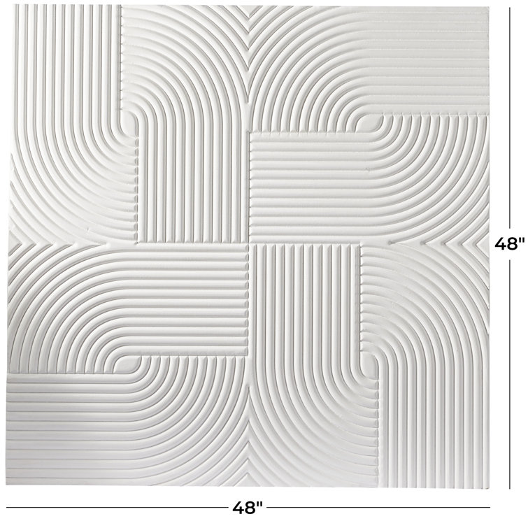 48'' White Geometric Wood Square Wall Art