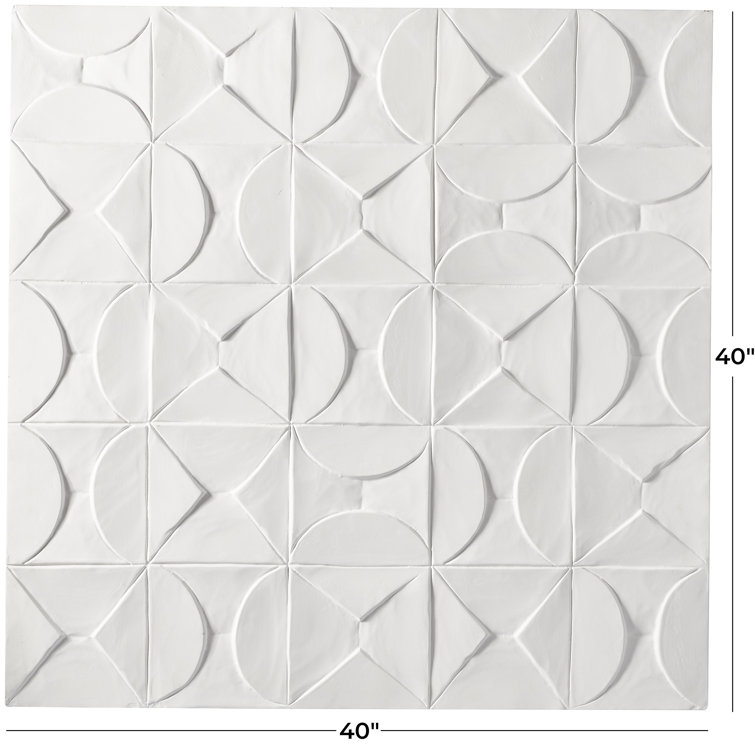 White Geometric Wood Square Wall Art Decor