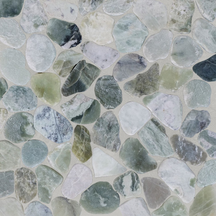 Ocean Green Natural Stone Pebble Mosaic Tile 12" x 12"