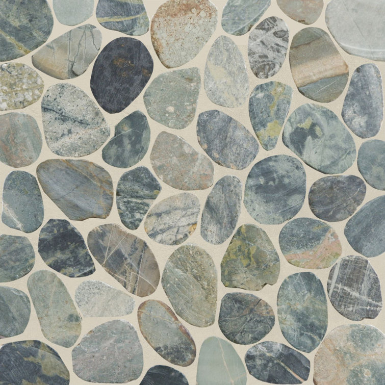 Teal Blue Natural Stone Pebble Mosaic Tile for Bathroom and Outdoor